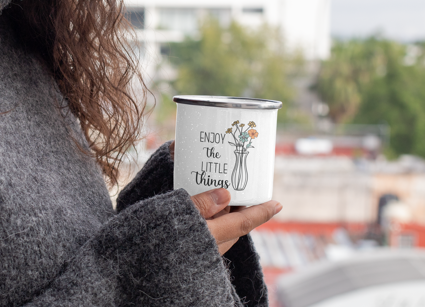 Enjoy the Little Things Enamel Mug