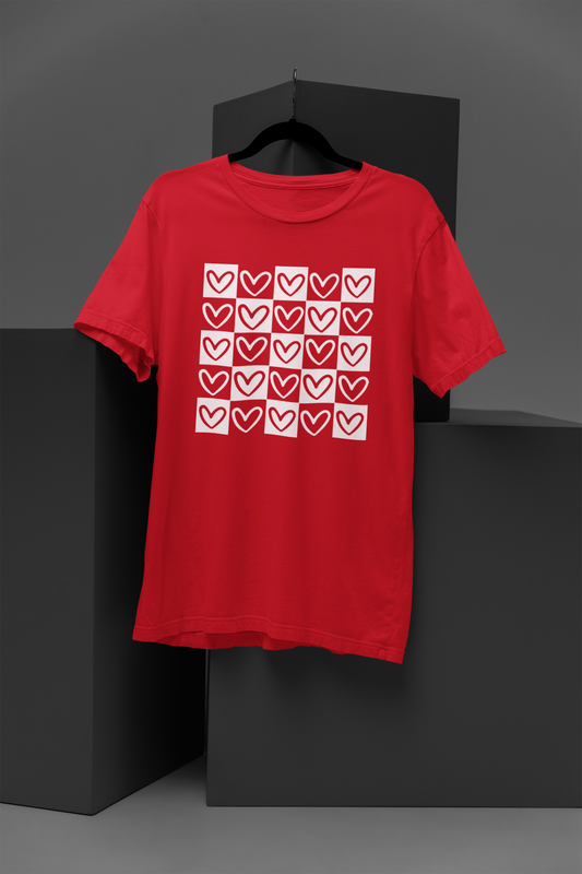 Chessboard Hearts Unisex t-shirt