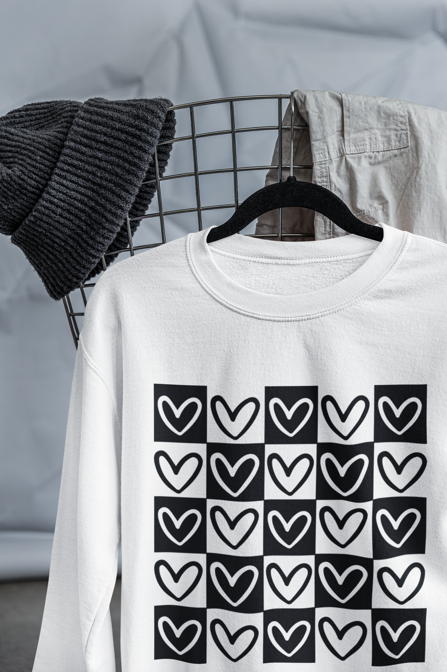 Chessboard Hearts Unisex Sweatshirt