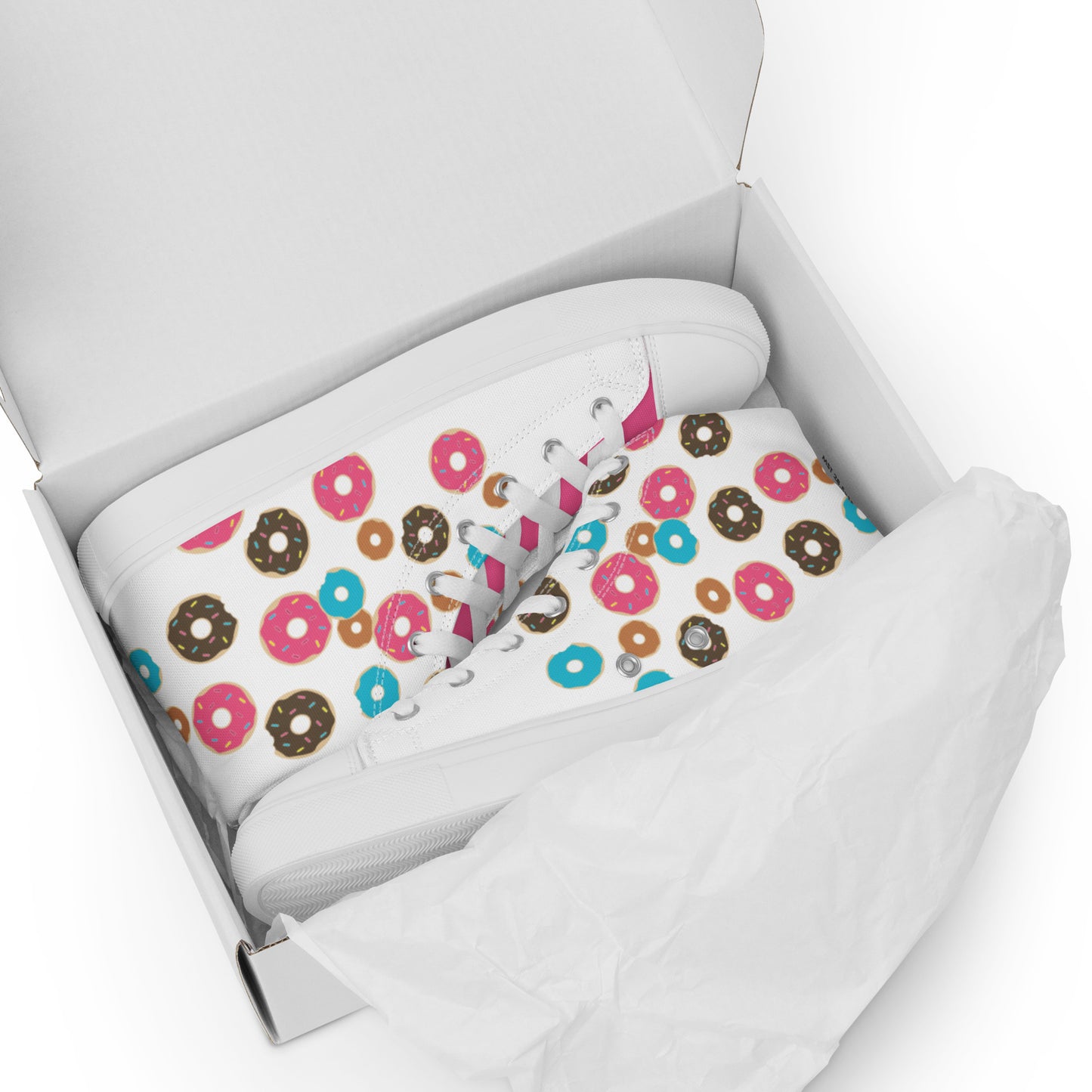 Donut Print Women’s high top canvas shoes